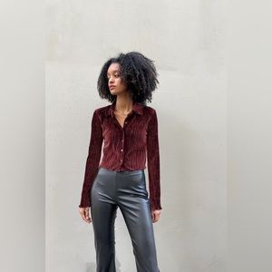 OAK + FORT Burgundy Velvet Top
